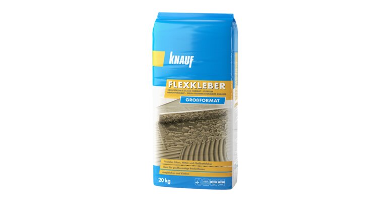 Knauf Flexkleber Grobformat, 20 kg, ideal für großformatige Bodenfliesen, zum Ausgleichen und Kleben.
